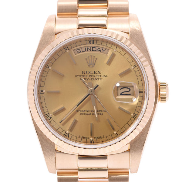 ROLEX Rolex Day Date 18038 Men's YG Wrist Watch Automatic winding Champagne Dial A Rank Used Ginzo