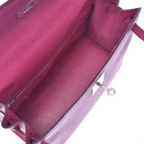 爱马仕爱马仕凯利28外缝2way袋紫红色粉红色银金属金k刻(大约2007年)妇女的雪佛龙手袋AB排名第二只手银