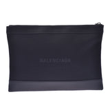 BALENCIAGA瓦伦西亚藏青色夹子M黑色中性帆布/卡夫手包AB等级二手银藏