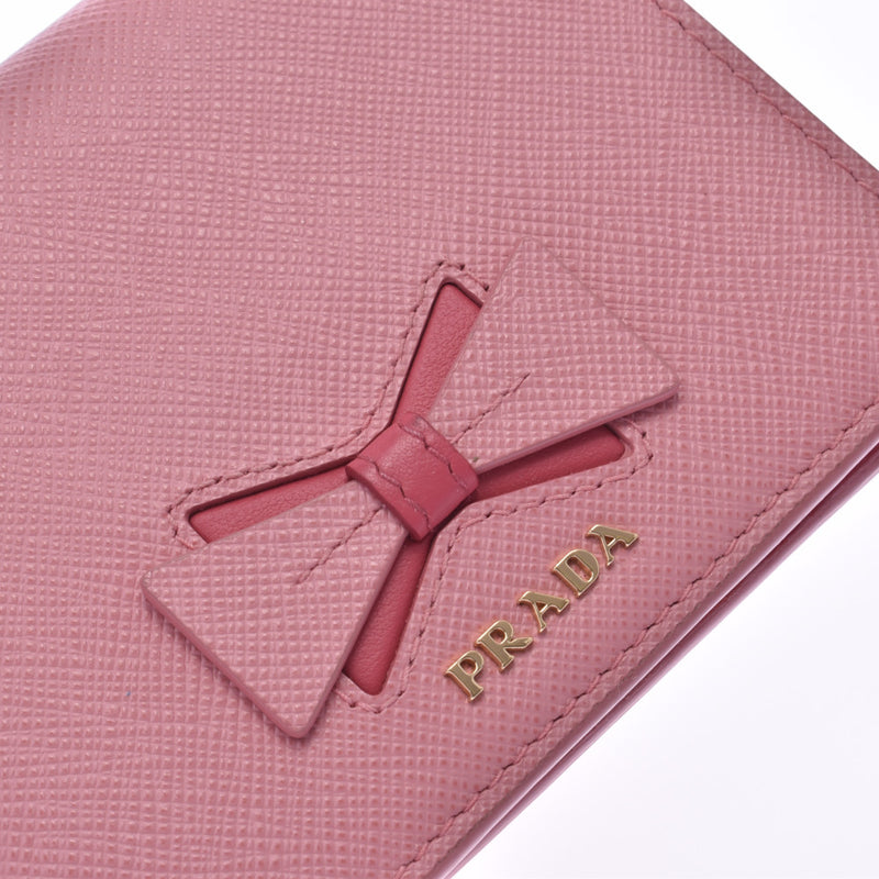 プラダリボン コンパクトウォレット ピンク レディース 二つ折り財布 
