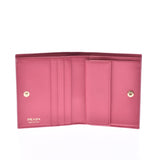 PRADA Prada Ribbon Compact Wallet Pink 1MV204 Ladies Saffiano Bi-Fold Wallet A Rank Used Ginzo