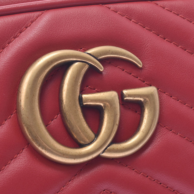 GUCCI古驰（Gucci）GG Marmont ing缝小肩包芙蓉红金金属配件447632女士小牛皮单肩包A Rank Used Ginzo