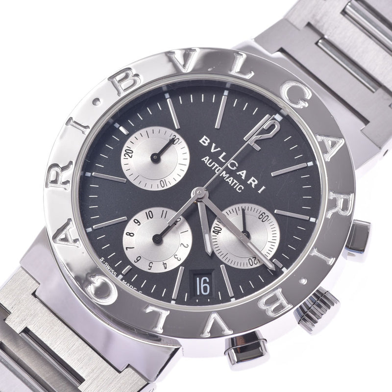 BVLGARI Bvlgari Bvlgari Bvlgari Bvlgari 38 chronograph old type BB38SSCH men'S SS watch automatic Black Dial A Rank used silver stock