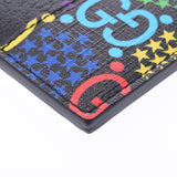 GUCCI Gucci GG Psychedelic Black 601098 Unisex Leather Card Case Shindo Used Ginzo