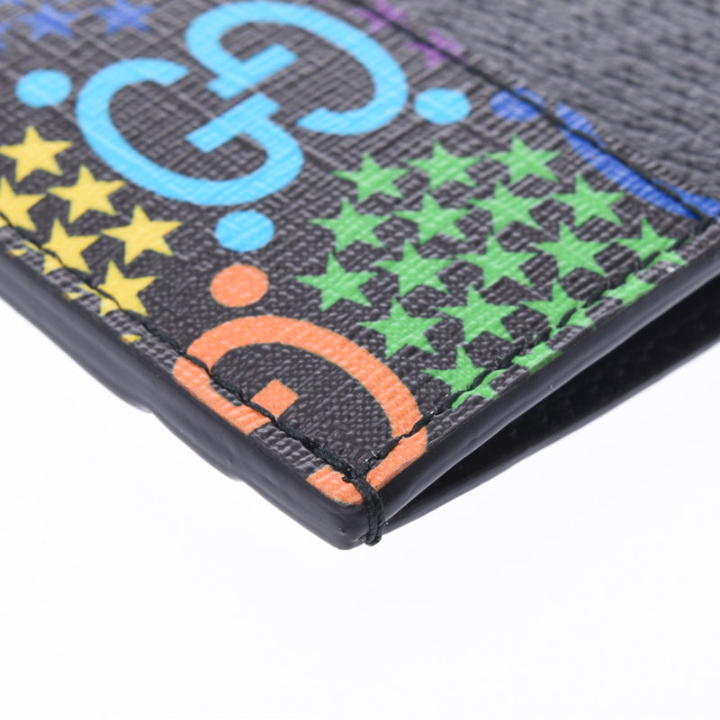 GUCCI Gucci GG Psychedelic Black 601098 Unisex Leather Card Case Shindo Used Ginzo