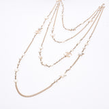 CHANEL Long Necklace Star Coco Mark 4 Series Type 17 Year Model Ladies Fake Pearl Necklace A Rank Used Ginzo