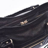 BALENCIAGA バレンシアガクラシックメタリックエッジシティ 2WAY bag black gold metal fittings unisex goat skin handbag B rank used silver storehouse