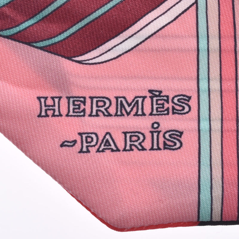 HERMES エルメス ツイリー ジグザグのサングル/Sangles en Zigzag ピンク レディース シルク100% スカーフ Bランク 中古 銀蔵