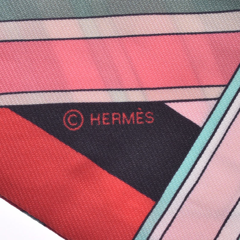 HERMES エルメス ツイリー ジグザグのサングル/Sangles en Zigzag ピンク レディース シルク100% スカーフ Bランク 中古 銀蔵