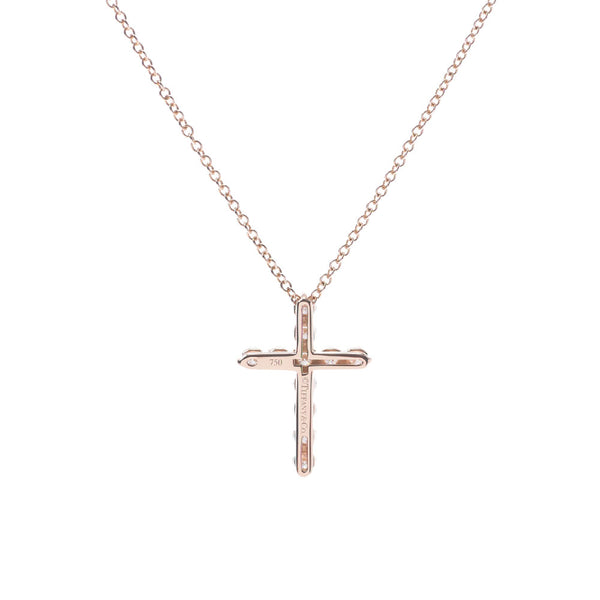 TIFFANY&Co. Tiffany, Small, Cross Necklace, 11P Diamond, K18YG necklace, K18YG necklace, Class A, used, silver, diamond.