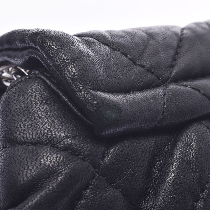 CHANEL Mattelasse Chain Around Shoulder Bag Black Silver Hardware Ladies Soft Calf Shoulder Bag AB Rank Used Ginzo