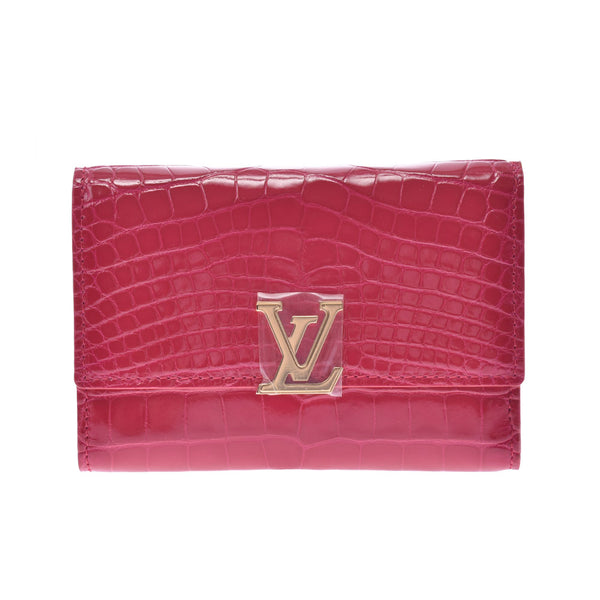 LOUIS VUITTON Louisviton, Port-Foyu, Capucine, Rose Spinel gold, N94740 Ladies, crocodiles, three fold, three, unused, unused, unused.