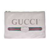 古奇古奇组合徽标打印灰白色500984男女皆宜的皮革离合器袋未使用的银股票