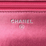 CHANEL Chanel boy Chanel pink system silver metal fittings Lady's enamel chain wallet AB rank used silver storehouse