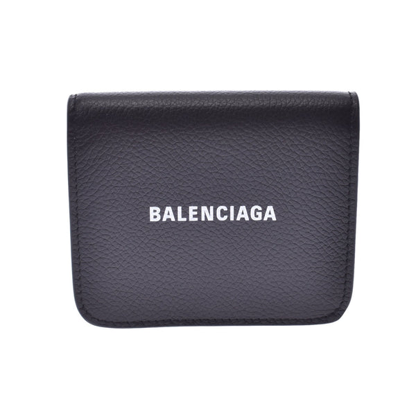 BALENCIAGA バレンシアガ エブリデイ コンパクトウォレット 黒/白 594216 ユニセックス カーフ 二つ折り財布 新同 中古 銀蔵