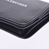 Balenciaga casual compact Wallet Black / white 594216 Unisex calf Wallet