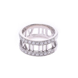 TIFFANY&Co. Tiffany Atlas Open Ring Half Diamond No. 11.5 Ladies K18WG Ring/Ring A Rank Used Ginzo