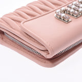 MIUMIU Miu materase compact wallet pink silver metal fittings 5ML225 ladies nappa leather tri-fold wallet A rank used silver warehouse