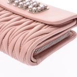 MIUMIU Miu materase compact wallet pink silver metal fittings 5ML225 ladies nappa leather tri-fold wallet A rank used silver warehouse
