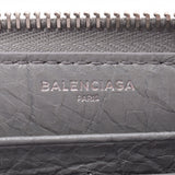 BALENCIAGA巴黎世家圆形拉链钱包灰色519641男女皆宜的皮革钱包A级二手银色仓库