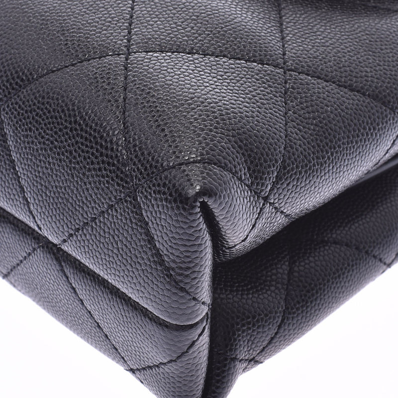 CHANEL Mattel Flap Chain Shoulder Bag Black Gold Hardware Ladies Caviar Skin Shoulder Bag Shindo Used Ginzo