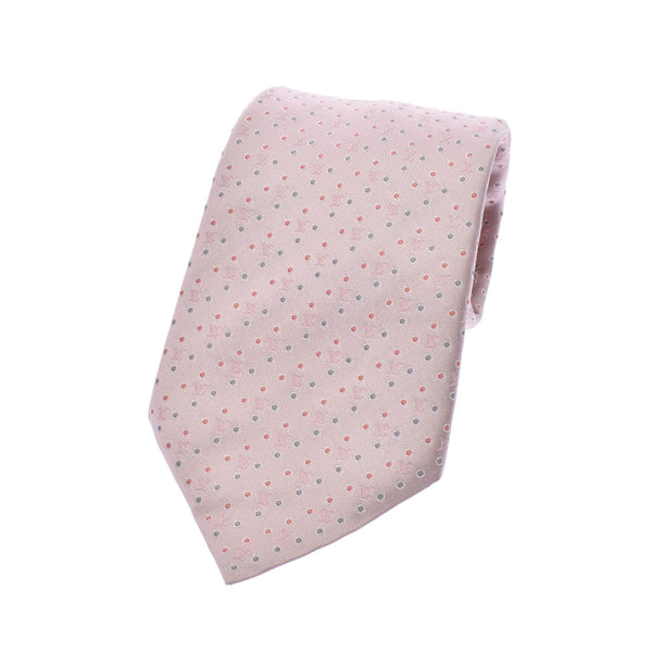 100% of LOUIS VUITTON Louis Vuitton dot pattern pink men silk tie A ranks used silver storehouse