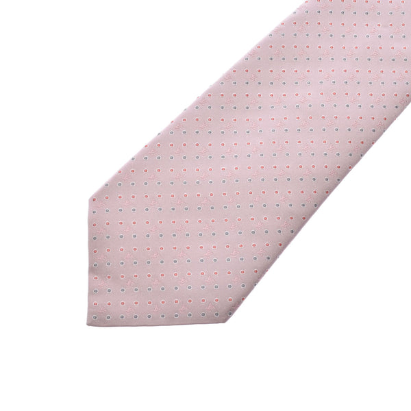 100% of LOUIS VUITTON Louis Vuitton dot pattern pink men silk tie A ranks used silver storehouse