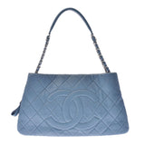 Chanel Maestro chain shoulder peel blue silver hardware ladies soft caviar skin semi shoulder bag a