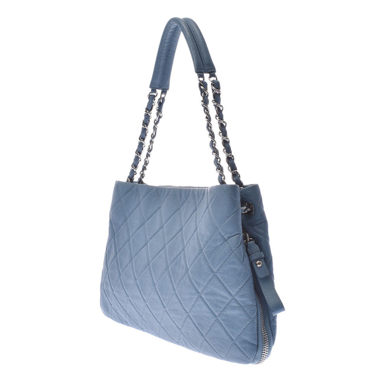 Chanel Maestro chain shoulder peel blue silver hardware ladies soft caviar skin semi shoulder bag a