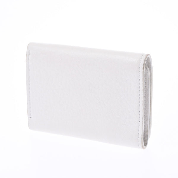 BALENCIAGA Paper Mini Wallet White Unisex Calf Tri-Fold Wallet AB Rank Used Ginzo