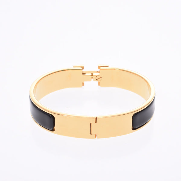 HERMES Hermes单击Crack PM Bangle,Black Gold,Unisex GP手镯A Rank,使用银存储