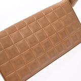 Chanel chocolate bar Beige gold metallic ladies lambskin semi shoulder bag B