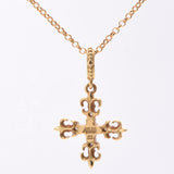 AHKAH Arker Mini Lily Cross Diamond 0.03ct Women's K18YG Necklace A Rank Used Ginzo