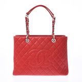 CHANEL Chanel GST Thoth red silver metal fittings Lady's caviar skin tote bag A rank used silver storehouse