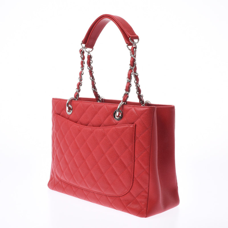 CHANEL Chanel GST Thoth red silver metal fittings Lady's caviar skin tote bag A rank used silver storehouse