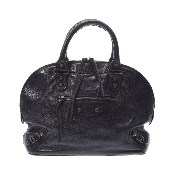 BALENCIAGA バレンシアガクラシックボーリング black Lady's sheepskin handbag AB rank used silver storehouse