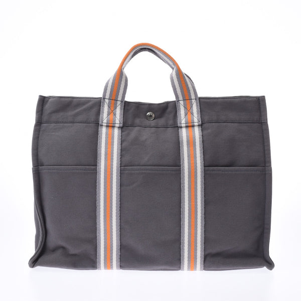 HERMES エルメス フールトゥ MM 銀座限定 グレー ユニセックス キャンバス トートバッグ Bランク 中古 銀蔵