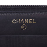 CHANEL Chanel round fastener long wallet black gold metal fittings unisex caviar skin long wallet B rank used silver storehouse