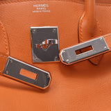 HERMES Hermes,Burkin 30橙色银色金器,L铭文(约2008年)女士Swift手袋B级二手银器