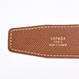HERMES Hermes H belt size 70cm reversible black / camel gold metal fittings □ A engraved (around 1997) Ladies BOX calf / kushbel belt AB rank used Ginzo