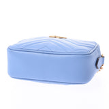 GUCCI Gucci GG Marmont Mini Shoulder Bag Blue Gold Metal Fittings 448065 Ladies Calf Shoulder Bag A Rank Used Ginzo