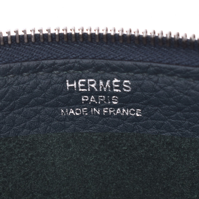 HERMES Else Kabavertej 24 tricorol Porch/Dark Green/black Silver fittings C engraved marks (around 2018) with unsex clatch-bag A-rank used silver storehouse