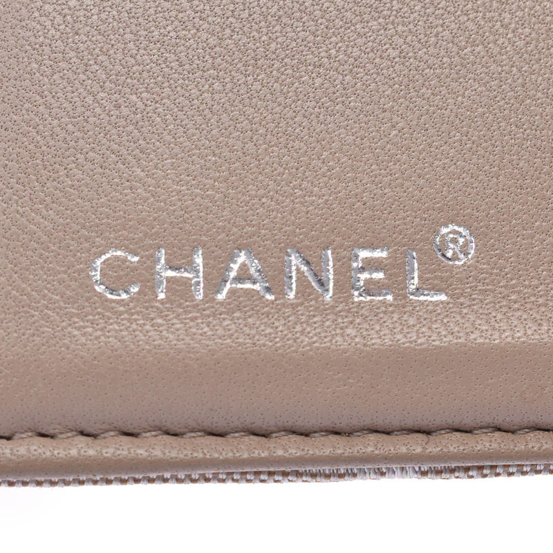 CHANEL New Travel Line Compact Wallet Beige Unisex Nylon / Leather Tri-Fold Wallet AB Rank Used Ginzo