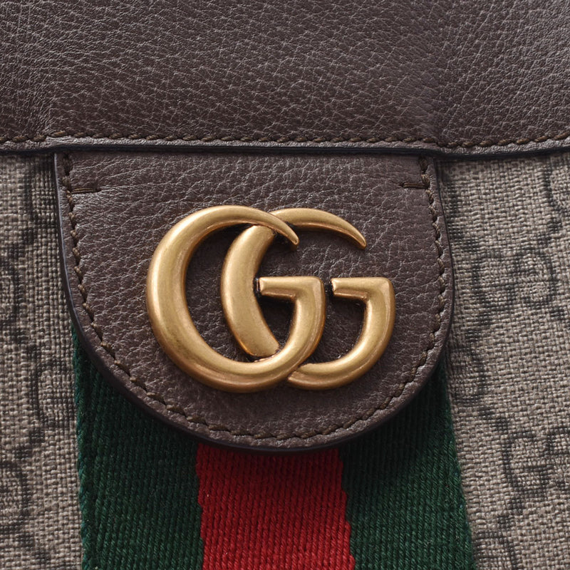 GUCCI Gucci Offdia GG 至高无上大型手提包 灰色/棕色 519335 中性 PVC/皮革手提包 A 级二手银藏