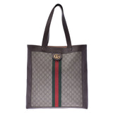 GUCCI Gucci Offdia GG Supreme Large Tote Greige / Brown 519335 Unisex PVC / Leather Tote Bag A Rank Used Ginzo