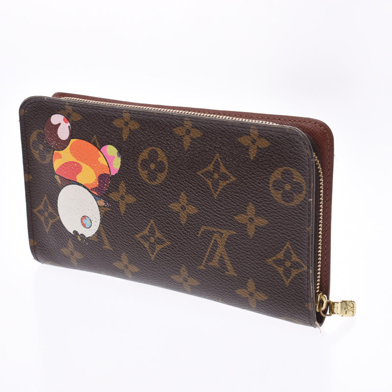 LOUIS VUITTON Louis Vuitton, the Monogram, the Panda, brown, M61729, brown M61729, canvas length, wallet, wallet, B, Class used, used silver.