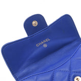 CHANEL Matrasse double-sided wallet blue silver metal fittings ladies lambskin bi-fold wallet B rank used Ginzo
