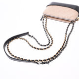 CHANEL Gabriel Line Chain Shoulder Matrasse Beige / Black Gold / Silver Hardware Ladies Calf Shoulder Bag A Rank Used Ginzo