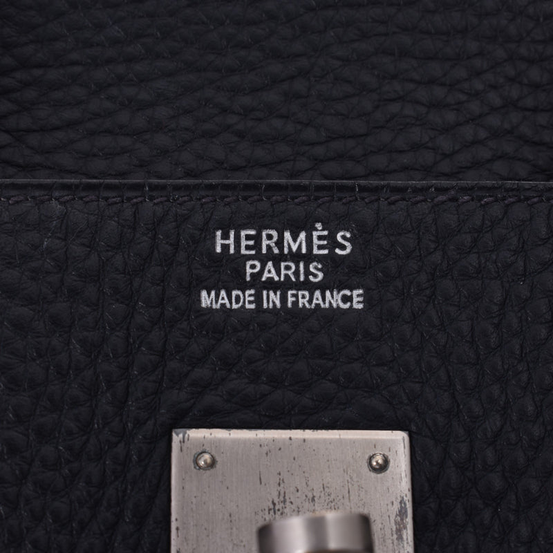 HERMES Hermes Birkin 35 Blue Indigo Matte Silver Metal Fittings □ H Engraved (Around 2004) Unisex Taurillon Clemence Handbag B Rank Used Ginzo