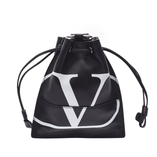 Valentino Garavani Valentino Garavani V logo black silver metal fittings ladies leather shoulder bag A rank used Ginzo